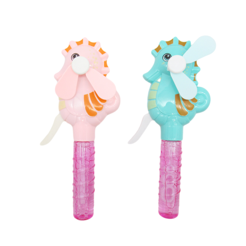 bubble toy with seahorse hand pressed fan